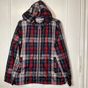 Tommy Hilfiger Red White Blue Hooded Zip Windbreaker Jacket